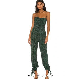 Michael Costello x REVOLVE Gwendolyn Strapless Green Snake Jumpsuit size Medium
